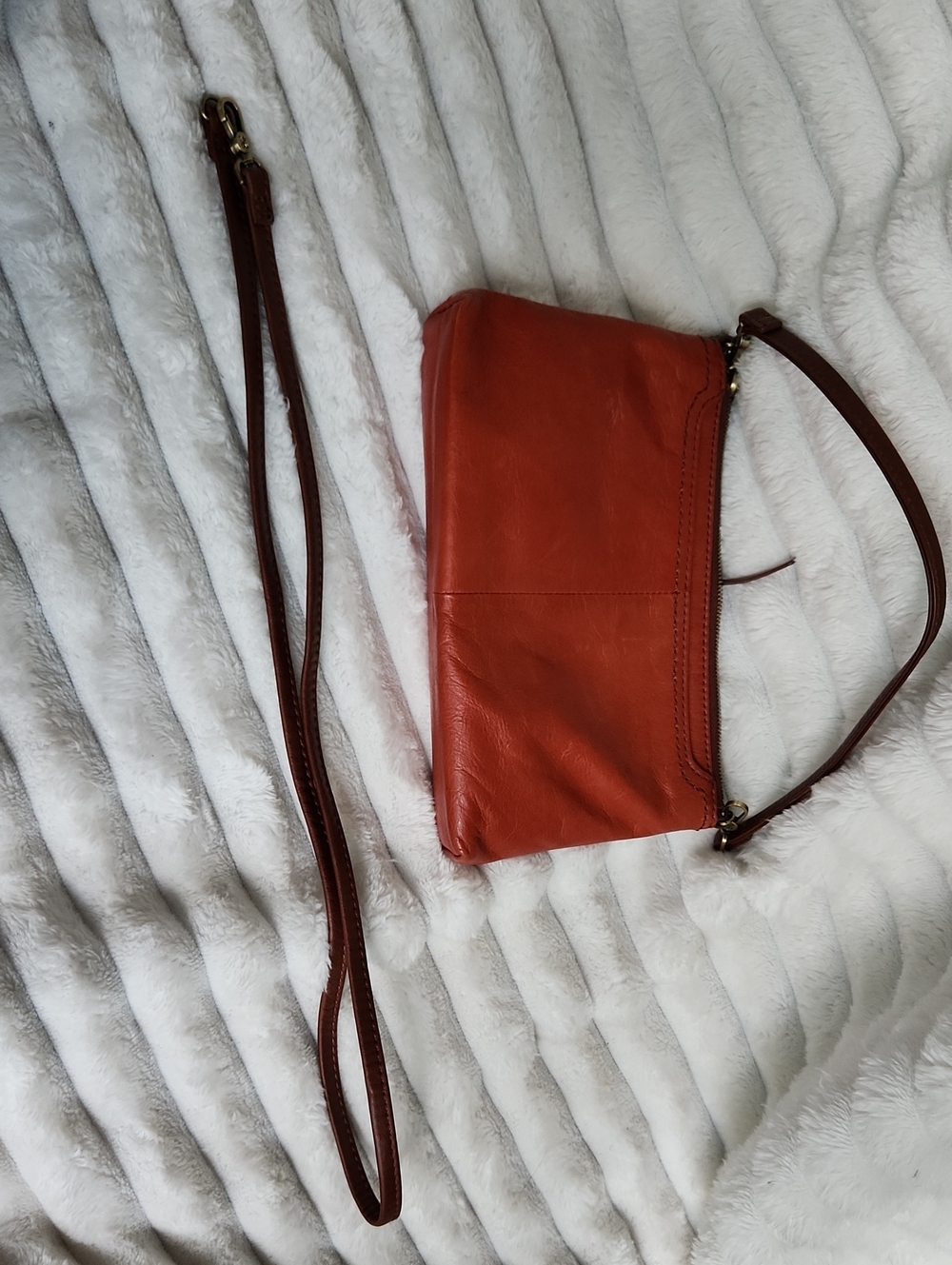 Rust Orange Leather Wristlet/ Clutch/Shoulder Bag - Picture 6 of 15